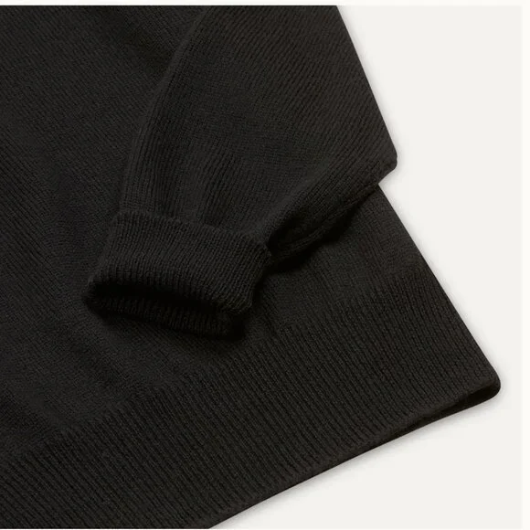Drakes - Black Merino Wool Knitted Polo - Size M - Picture 10 of 11